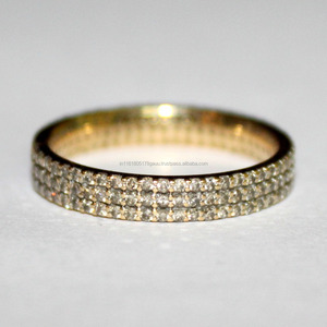 Anillo de boda de diamante en oro amarillo sólido de 14K sólido Anillos DE BODA unisex Anillos de compromiso clásicos Envío de la gota OEM - Product Image 2