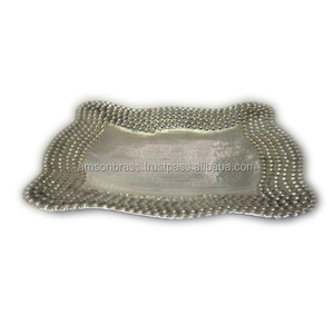 Bordure pointillée En Aluminium En Métal De Forme Carrée Plat Repéré Assiette - Product Image 1