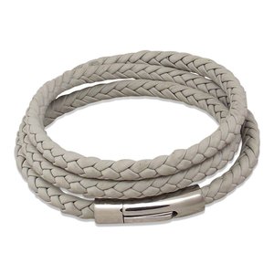Handmade Happiness Mens leather <b>bracelet</b> - Mens & Ladies triple wrap light grey nappa Leather <b>bracelet</b> - Product Image 1