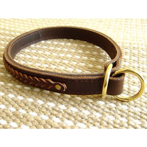Collier de chien durable personnalisé de luxe cuir tressé solide motif solide rembourrage souple boucle en métal utilisation en extérieur rivet d'entraînement - Product Image 3