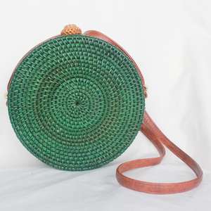 กระเป๋าสะพายไหล่หวายสีเขียวพร้อมหูหิ้ว PU ลำลอง - Product Image 2