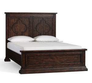 Cama doble rústica de madera para uso en muebles de dormitorio en el hogar - Product Image 1