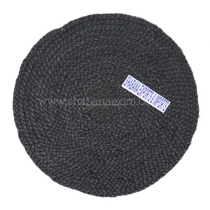 Manteles individuales redondos trenzados de yute negro personalizados, manteles individuales y manteles de mesa de comedor de estilo liso - Product Image 1