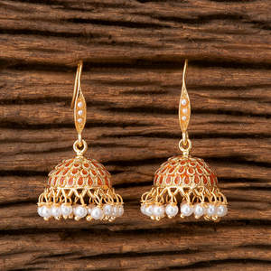 Indo Western Imitation Jhumki with Gold Plating 9461 <b>Orange</b> - Product Image 1