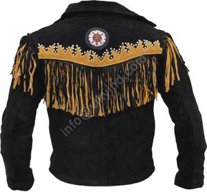 เสื้อแจ็คเก็ตหนังกลับสีน้ำตาลสไตล์คาวบอยสำหรับผู้ชาย แบรนด์ Scully พร้อมชายครุย เหมาะสำหรับงานคาร์นิวัลและงานแฟนซี - Product Image 4