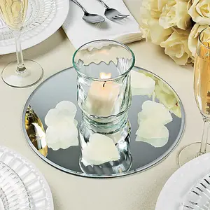 Craft glass mirrors wedding centerpieces with free sample frameless round glass plate for candle