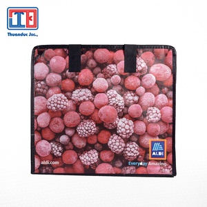 Sac en PP tissé avec tissu à carreaux, avec fermeture éclair sur le haut - Product Image 4