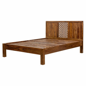 Cama doble de madera de Acacia de estilo contemporáneo, muebles de dormitorio de tamaño King o Queen, muebles para el hogar, marco de cama para sala de estar - Product Image 1