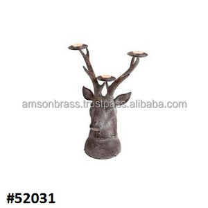 Candelabro de Ciervo con Acabado en Níquel, Diseño Antiguo, Decoración Navideña Ecológica, Hecho a Mano, de Metal para el Hogar - Product Image 3