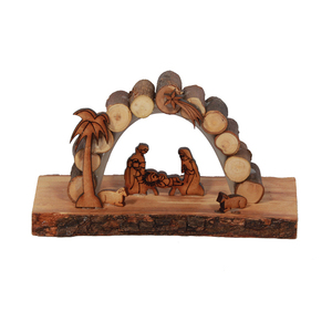 Élégante crèche en bois d'olivier Décorations de Noël haut de gamme 13 CM pour la décoration intérieure festive - Product Image 1