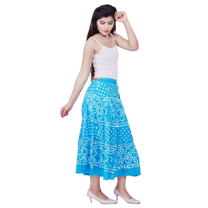 Jupe en coton indien Bandhej pour adultes grande taille avec miroir et motif solide vêtements pour filles - Product Image 1