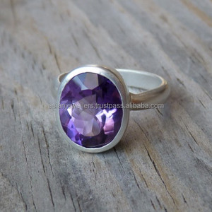 Piedra preciosa amatista Plata de Ley 925 Anillos hechos a mano - Product Image 1
