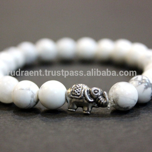 Rudra Gems Howlite 8mm Beaded Stretchable Unisex <b>Bracelet</b> - Product Image 1