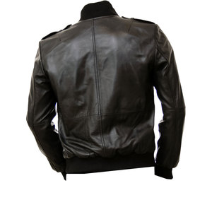 Chaqueta Bomber de Cuero de Oveja Negra para Hombre - Todas las Tallas Disponibles - Product Image 4