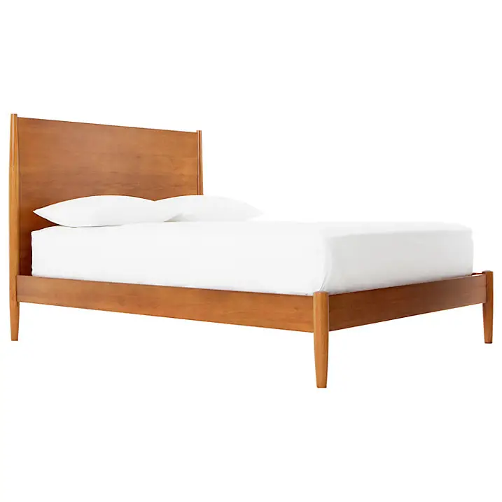 Karyola iskeleti için katı tik ahşap yatak kral boyutu Modern Minimalist yuvarlak ev yatak odası mobilyası