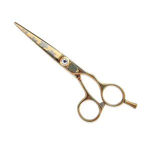 Professional Hairdressing Barber Scissors Salon Shears Golden and Golden Leather Case Free Shipping USA and Canada