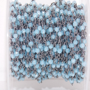 ลูกประคํา Chalcedony สไตล์ลวดห่อเครื่องประดับลูกปัดลูกประคําโรเดียมเปรูสีดําทั้งหมดแฟชั่นเครื่องประดับโซ่ - Product Image 1