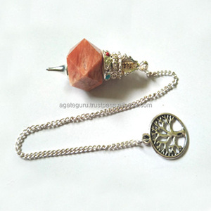 Péndulo hexagonal de flor de la vida hecho a mano con piedras preciosas Premium - Product Image 1