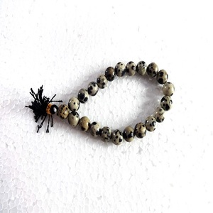 Dalmatian Jasper Beaded Bracelet Power Balance Gemstone with Healing <b>Crystals</b> Semi-Precious Stone <b>Crafts</b> in Chakra Style - Product Image 1