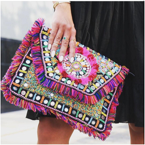 Banjara tradicional indio hecho a mano con cuentas y espejo bolso de mano pequeño monedero de mano para niñas - Product Image 1