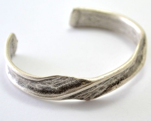 Manchette de bracelet plaqué argent antique en laiton de barre de conception turque authentique orientale. Pouf large Boho métal ba - Product Image 5