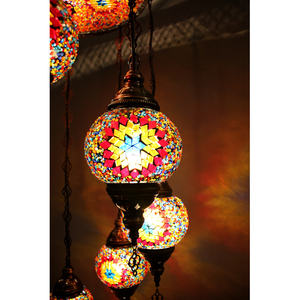 เพดานแบบดั้งเดิมตุรกีโคมระย้าแก้วโมเสคที่มี8ชิ้นไม่มี2เฉดสี - Product Image 4