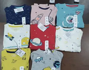 Lote de etiquetas de marca para niños, ropa de manga larga con cuello redondo, Camisetas estampadas de algodón, último diseño