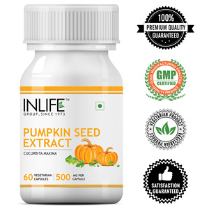สารสกัดเมล็ดฟักทอง INLIFE 500 มก. ได้รับการรับรองมาตรฐาน GMP อาหารเสริมบำรุงสุขภาพต่อมลูกหมาก 60 แคปซูลสำหรับผู้ใหญ่เพศชาย (ไม่ใช่ - Product Image 3