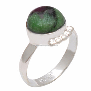 Bague de réglage de lunette à la mode en argent sterling 925 avec cabine plaquée argent rubis Zoisite pierre précieuse cadeau de mariage à la mode pour les fêtes - Product Image 1