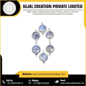 Conectores de piedras preciosas con bisel de plata esterlina personalizados, accesorios y componentes de joyería de latón a la venta para la fabricación de joyas - Product Image 5