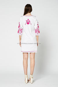 Nouveau Style Américain Gamme Exclusive Paysan Plage Robe Tunique À La Mode Ethnique Vintage Look Floral Mexicain Oiseau Broderie - Product Image 5