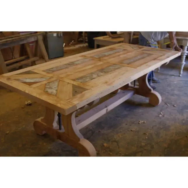 Восстановленный обеденный стол из тикового дерева, обеденный стол из массива дерева в старинном винтажном стиле