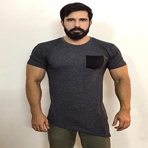 T-shirts ajustés extensibles en coton OEM personnalisés pour hommes - Product Image 3