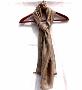 Chal de lujo tipo Pashmina, tejido a mano, elegante, supersuave, de lana, doble Color, bordado a mano, 27'' x 80 '', 15393 Camel - Product Image 1