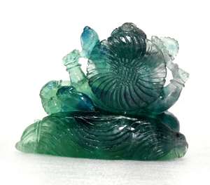 รูปปั้นพระพิฆเนศแร่ฟลูออไรต์สีเขียวทำด้วยมือรูปปั้นคริสตัลธรรมชาติบำบัดรูปปั้นแกะสลักทางศาสนาอัญมณีเทคนิคแกะสลัก - Product Image 4