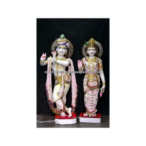 Blanc Makrana Marbre Radha Krishna Statue Artisanale - Product Image 1