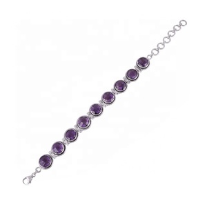 Solide 925 véritable améthyste Bracelet en pierres précieuses Bracelets de bijoux en argent fantaisie pour mariage femmes bijoux fournisseur et fabricant - Product Image 1