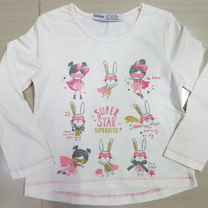 Bangladesh Fancy Cotton Super Girls Lapin Imprimé T-shirt à manches longues Nouveau pour le printemps-Toutes les saisons Vêtements Stock Lot - Product Image 1
