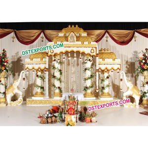 Scène de mariage indien cornaline, décor de réception avec pilier romain, nouvelle scène/Mandap de Style sud-être - Product Image 1