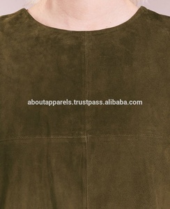 เดรสหนังกลับแท้แขนสั้นแต่งลูกไม้ยาวคลุมเข่าสำหรับผู้หญิง ขายส่งจำนวนมาก รับผลิตตามแบบ (OEM) แฟชั่นใหม่ ทันสมัย เป็นมิตรกับสิ่งแวดล้อม - Product Image 5