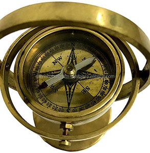 Boussole à gyroscope en laiton massif vintage antique avec support, cadeau par Calvin Handicraft - Product Image 2