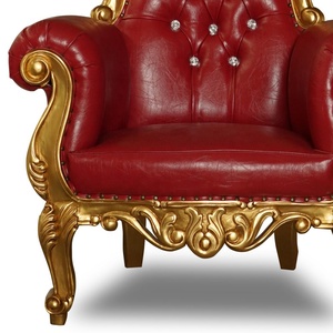 เก้าอี้บัลลังก์หลังสูงทำจากไม้สีแดงแบบโบราณสไตล์งานแต่งงานหรูหราทันสมัยพร้อมงานเลี้ยงสีทองเฟอร์นิเจอร์โรงแรม - Product Image 4