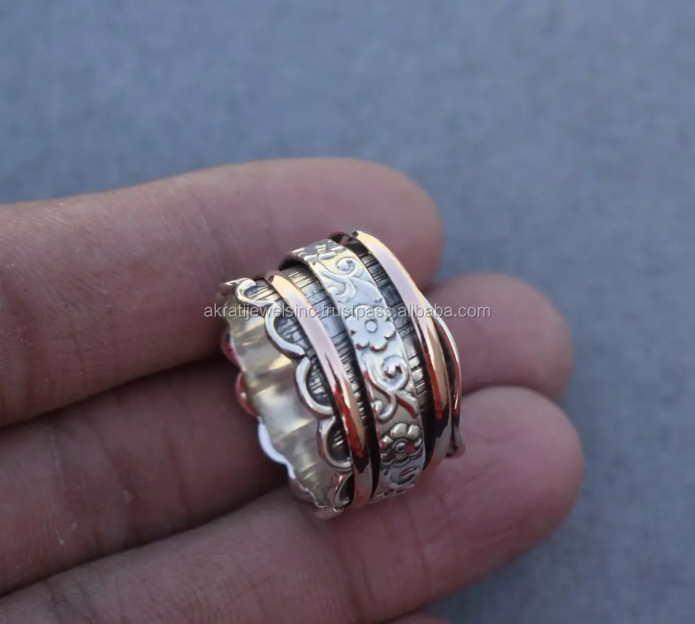 Extremely fine silver meditation ring spinner band brass spinner ring wholesale online silver jewelry