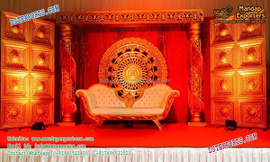 Escenario para Recepción de Boda del Sur de la India, Decoración de Mandap para Bodas, Decoración de Pilares para Escenario de Boda India - Product Image 5