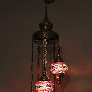 Ypersonnalisé — lustre en verre en mosaïque turque, 5 pièces, Chandelier traditionnel turc, sans 2 nuances - Product Image 3