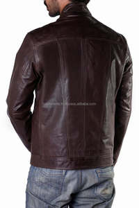 Chaqueta de cuero puro de campo marrón para hombre, elegante, con cuatro bolsillos delanteros, diseño a la moda - Product Image 4