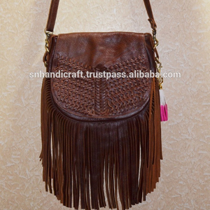Bolso de Cuero de Primera Calidad con Borlas, Bolso de Mano para Mujer - Product Image 1