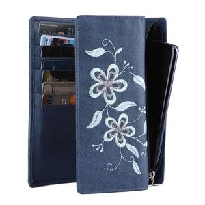 Most Selling Designer Blue Black Leather RFID Round Zip Wallet <b>Purse</b> <b>with</b> Wrist Strap and <b>Phone</b> <b>Holder</b> Available For Sale - Product Image 2