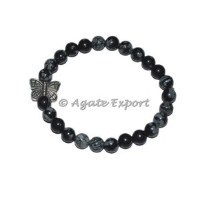 สร้อยข้อมือเกล็ดหิมะพลอยดีไซน์ใหม่พร้อมเสน่ห์ของผีเสื้อ - Product Image 1