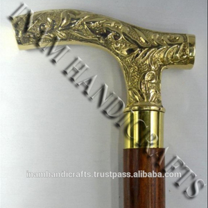 Bastones de madera con mango de latón para caminar para ancianos, bastones para caminar de madera con mango de latón - Product Image 3